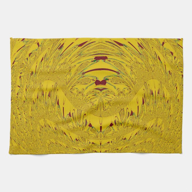 Golden Lion Head Art Print Tea Towel (Horizontal)