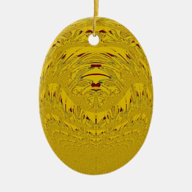 Golden Lion head pattern design Ceramic Ornament (Front)