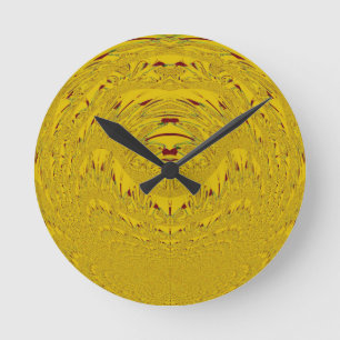 Golden Lion head pattern design Round Clock