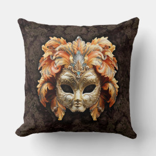 Golden Lion Mask with a Orange Feathers Cushion