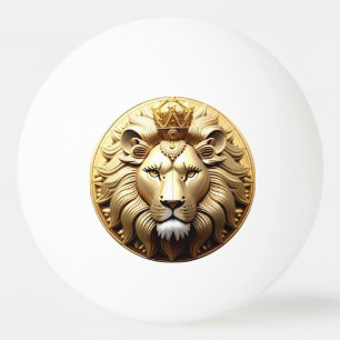 Golden Lion Medallion With Crown Ping Pong Ball