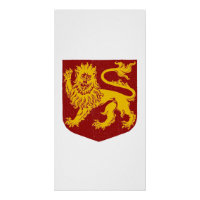 Golden Lion on Red Shield Heraldry