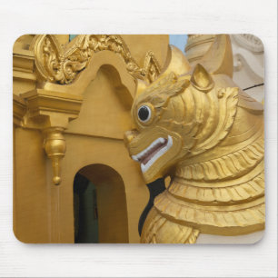 Golden Lion Statue At Temple Mouse Pad