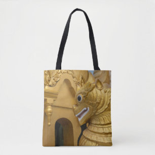 Golden Lion Statue At Temple Tote Bag