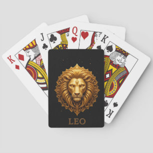 Golden Lion Symbol Representing Strength, Zodiac Playing Cards