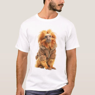 Golden Lion Tamarin in Stylish Winter Jacket T-Shirt