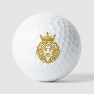 Golden Lion with Crown - Majestic Embroidery Style Golf Balls
