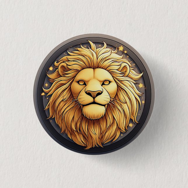 Golden Lion Within Cosmic Circle 3 Cm Round Badge (Front)