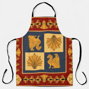Golden lions: Art Nouveau scarf design Apron