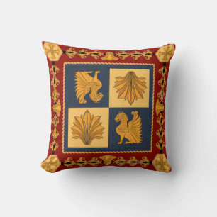 Golden lions: Art Nouveau scarf design Cushion