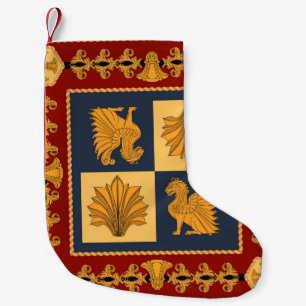 Golden lions: Art Nouveau scarf design Small Christmas Stocking