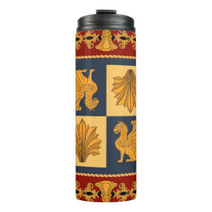 Golden lions: Art Nouveau scarf design Thermal Tumbler
