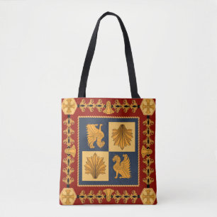 Golden lions: Art Nouveau scarf design Tote Bag