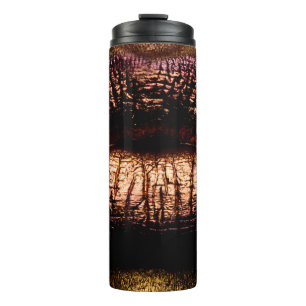 Golden lips closeup. Gold metal lip. Beautiful mak Thermal Tumbler