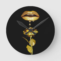 Golden Lips Dripping Liquid Gold Art