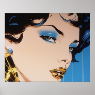 Golden Lipstick airbrush painting Poster