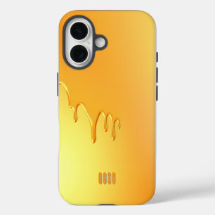 Golden Liquid Dripping Abstract iPhone 16 Case