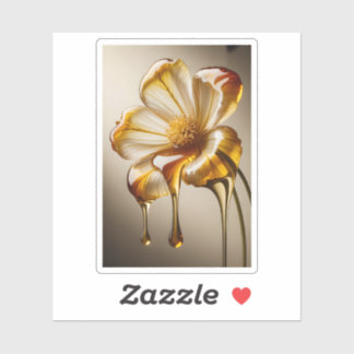 Golden Liquid Honey Flower Artwork Dripping Amber