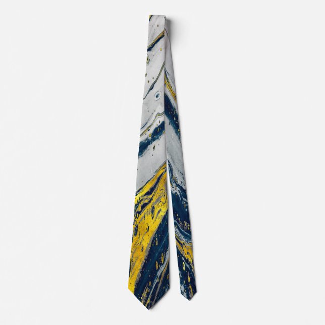 Golden liquid with blue tones tie (Front)