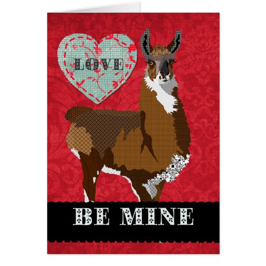 Golden Llama Be Mine Greeting Card