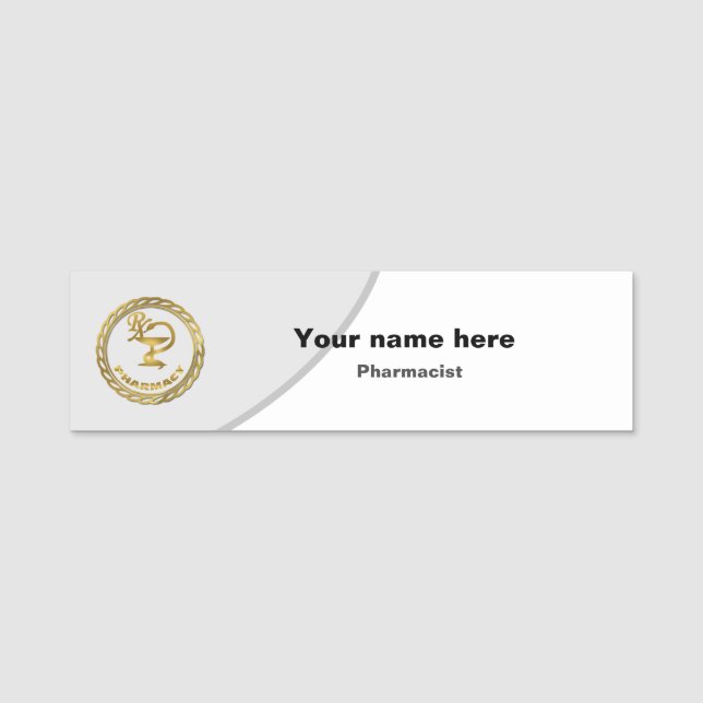 Golden logo Pharmacy name tag (Front)