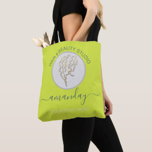 Golden Logo Yellow Beauty Studio Hairdressers Tote