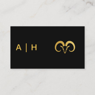  Golden look -  Aries   Zodiac  -monogram  black Business Card