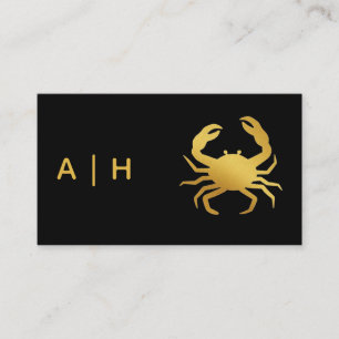 Golden look - Cancer Zodiac -monogram black Business Card