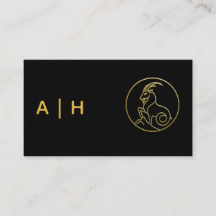Golden look - Capricorn -monogram black Business Card