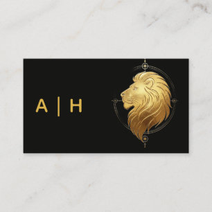 Golden look - Leo Zodiac -monogram black Business Card