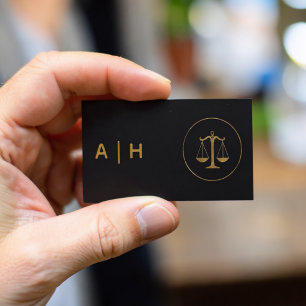 Golden look - Libra Zodiac -monogram black Business Card
