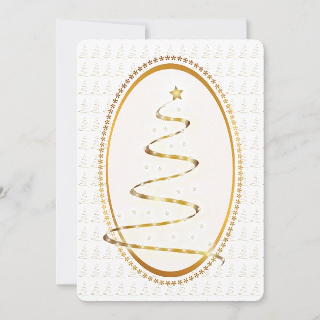 Golden Look Ribbon Christmas Tree  Holiday Card (Front)