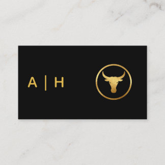  Golden look -   Taurus   Zodiac  -monogram  black Business Card
