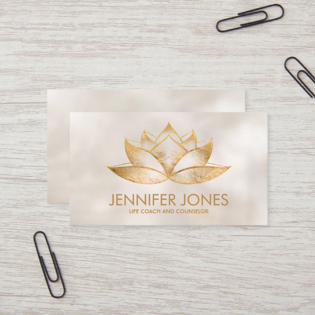 Golden Lotus Flower  Business Card (Front/Back In Situ)