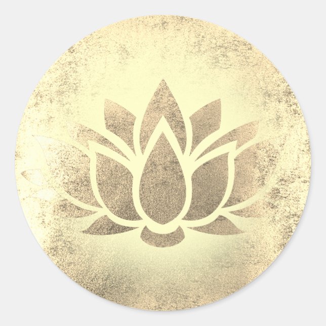 golden lotus flower classic round sticker (Front)