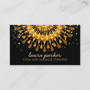 Golden Lotus Flower Confetti Yoga Health Massage Business Card