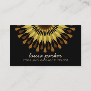 Golden Lotus Flower Mandala Yoga Health Massage Business Card