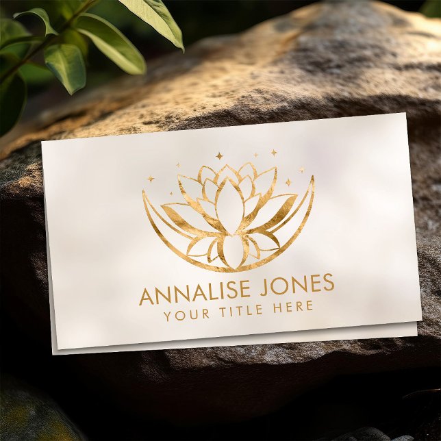 Golden Lotus flower shape and moon Business Card (Creator Uploaded)