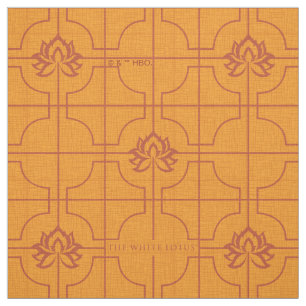 Golden Lotus Grid Pattern - The White Lotus Fabric