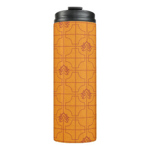 Golden Lotus Grid Pattern - The White Lotus Thermal Tumbler