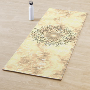 Golden  lotus mandala yoga mat