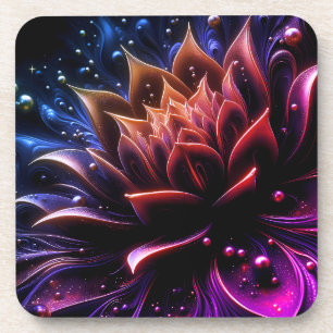 Golden Lotus Radiance – Abstract Mystical Design Coaster