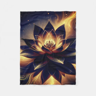 Golden Lotus Radiance – Abstract Mystical Design Fleece Blanket
