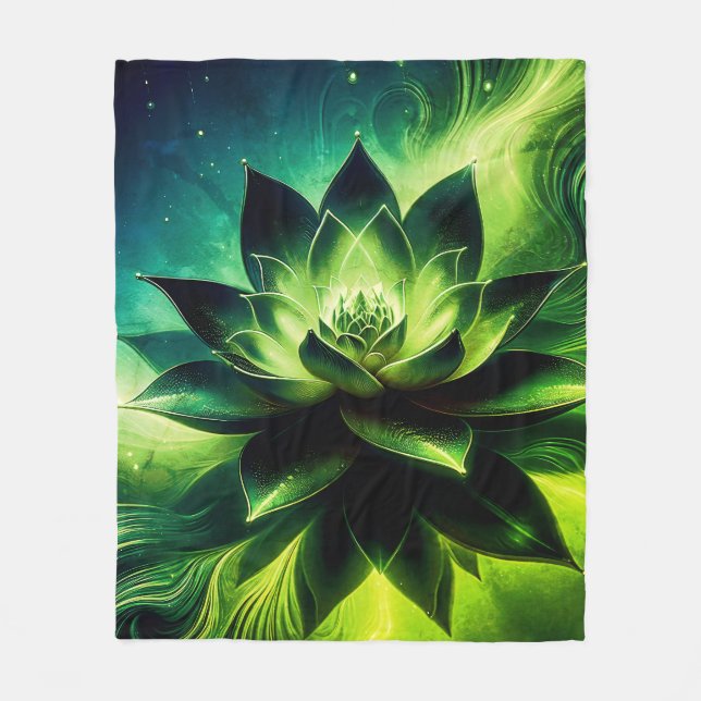 Golden Lotus Radiance – Abstract Mystical Design Fleece Blanket (Front)