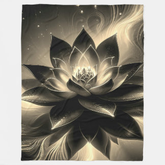 Golden Lotus Radiance – Abstract Mystical Design Fleece Blanket