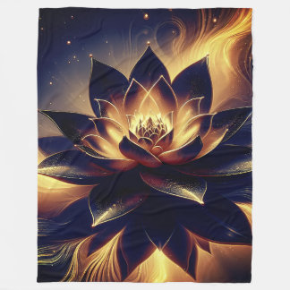 Golden Lotus Radiance – Abstract Mystical Design Fleece Blanket