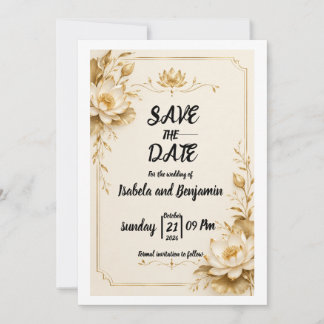 Golden Lotus Save The Date card
