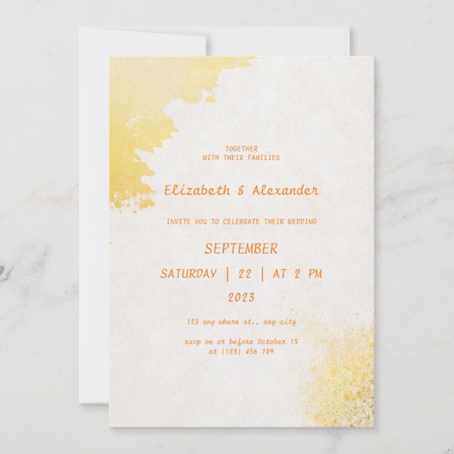 Golden Love: Elegant Gold Wedding Invitation (Front)