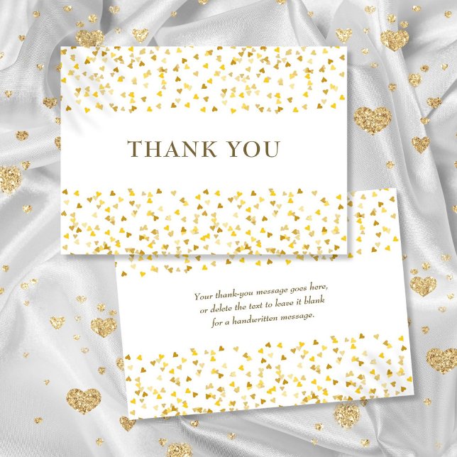Golden Love Hearts Thank You Card (Elegant Golden Love Hearts Thank You Card)