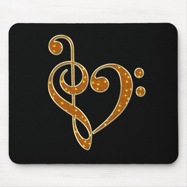 Golden Love Musical Notes Mousepad (Front)